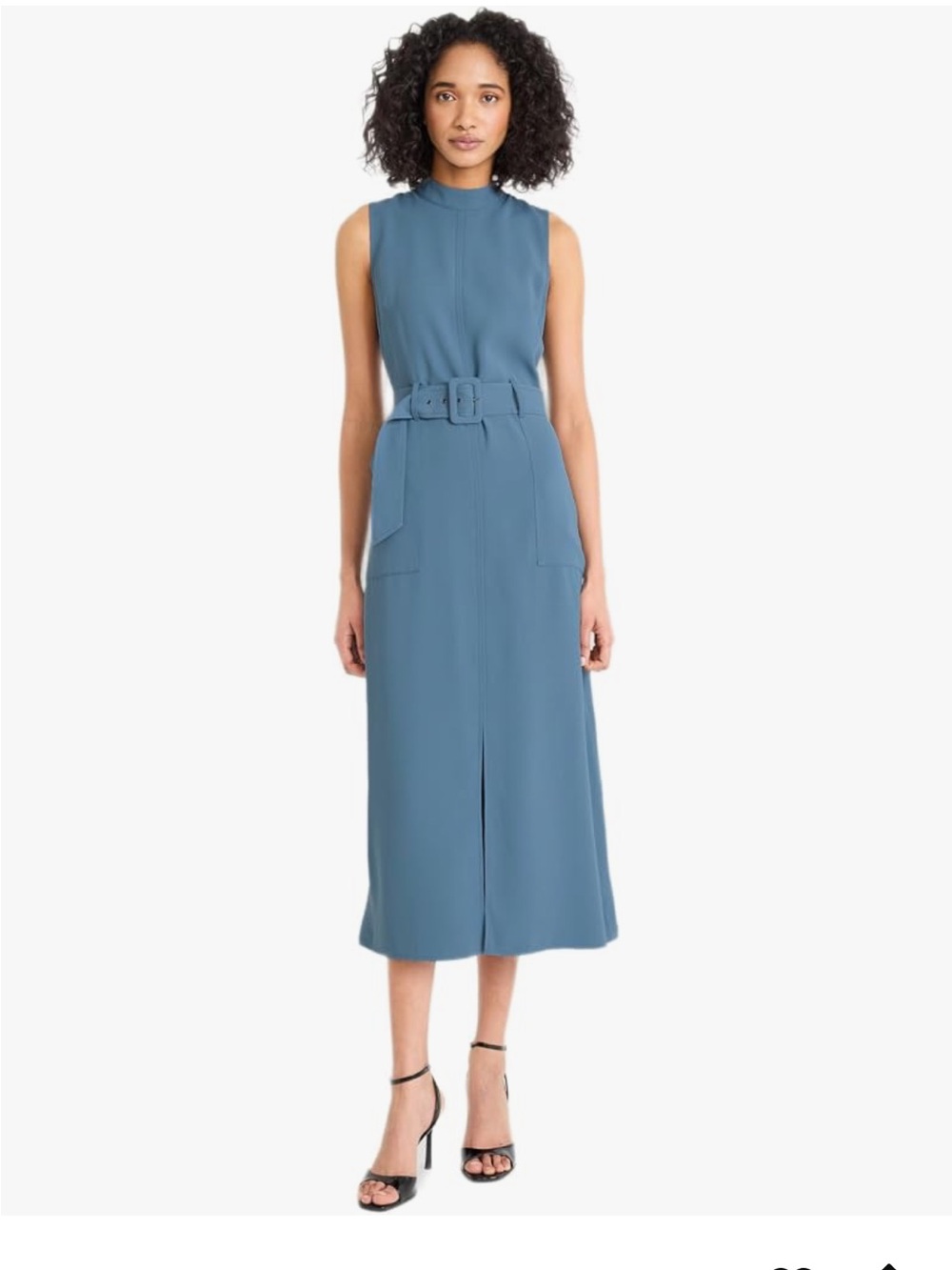 NWT Luxely For Maggy London Sleeveless Mock Neck Midi Dress in Dusty Blue
